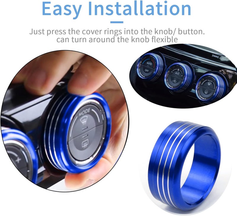 Bentolin for Subaru AC Knob Cover Accessory Center Console Switch Volume Temp Control Button Ring Trim Compatible with Forester 2014-2018, Crosstrek XV 2013-2017,Impreza 2014-2016,WRX/STi 2015-2020 Blue 3 PCS - Image 5